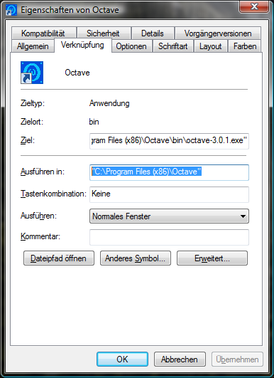 Eigenschaften von Octave